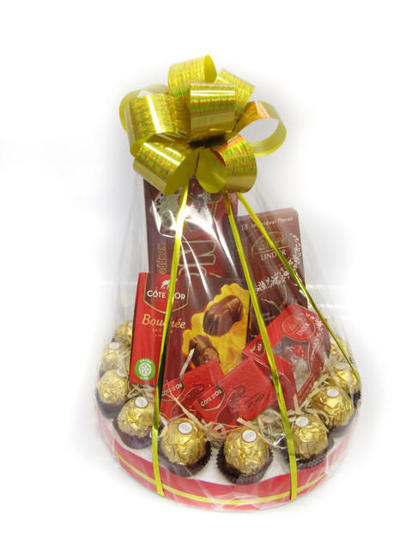 Gift parcel filled with chocolates